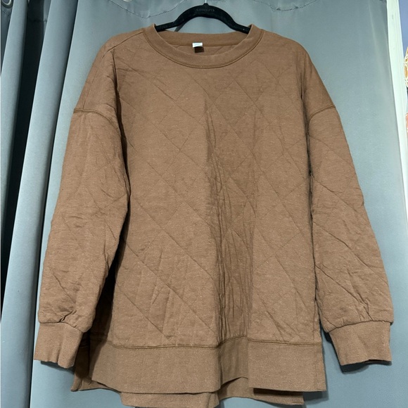 Old Navy Sweaters - Old Navy Light Brown Crewneck Sweater with Relaxed Fit and Long Sleeves